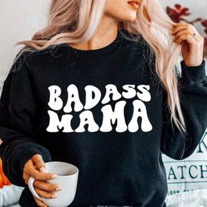Badass Mother NEW black long sleeve crewneck sweater